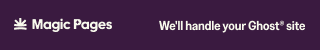 Magic Pages 320×50 banner — Simplicity, Plum